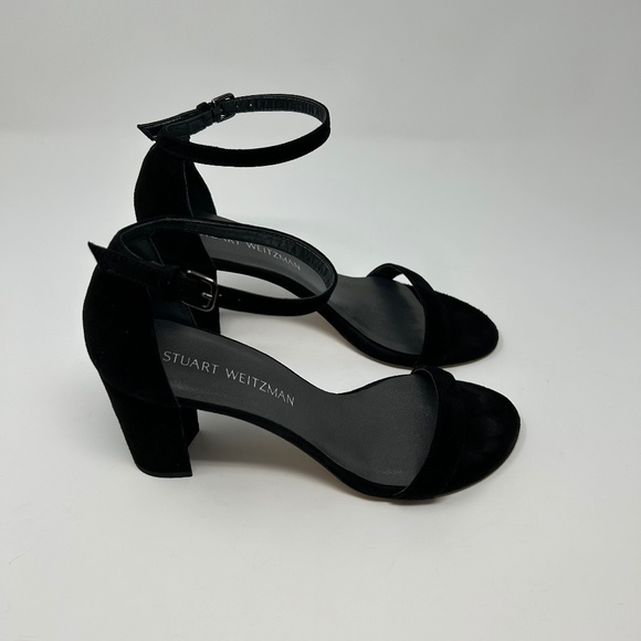 Stuart Weitzman Black Suede Nudist Block 75 Heels Size 7.5 M Fall ~ Classic! - Picture 4 of 7